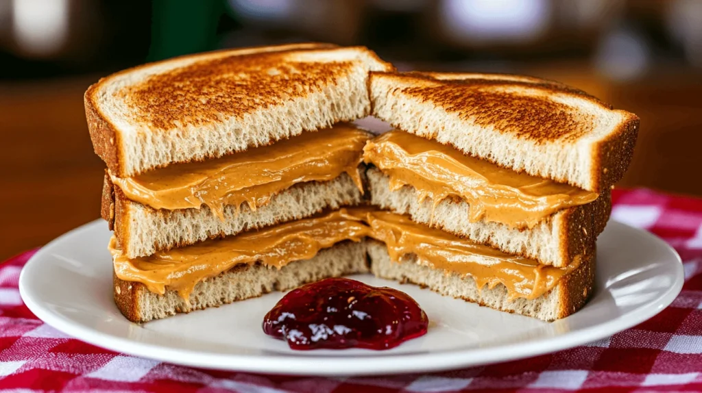 Peanut Butter Jelly Whole Sandwich with a crunchy texture and gooey filling.
